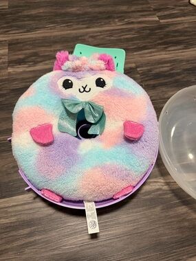 Plush Rainbow Llama Pillow with Bow - Pastel Multicolor